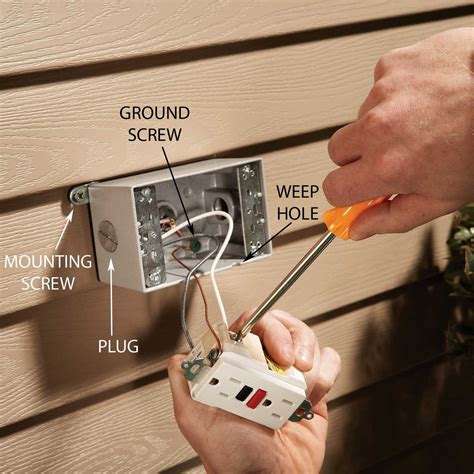 how to install an outdoor electrical junction box|install exterior outlet from inside.